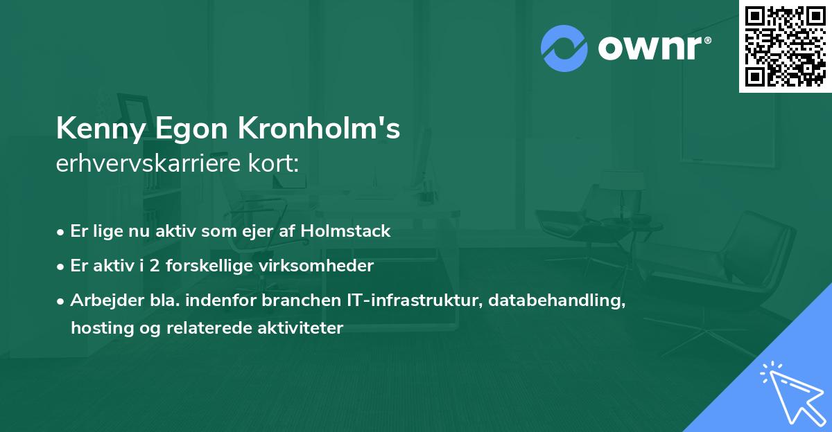 Kenny Egon Kronholm's erhvervskarriere kort