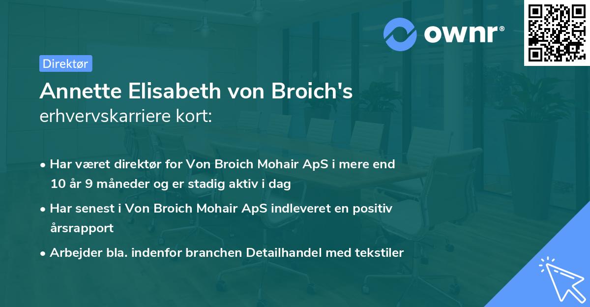 Annette Elisabeth von Broich's erhvervskarriere kort