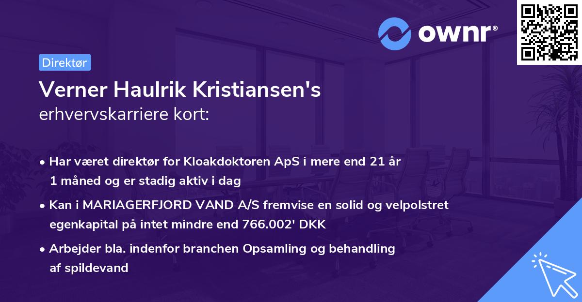 Verner Haulrik Kristiansen's erhvervskarriere kort