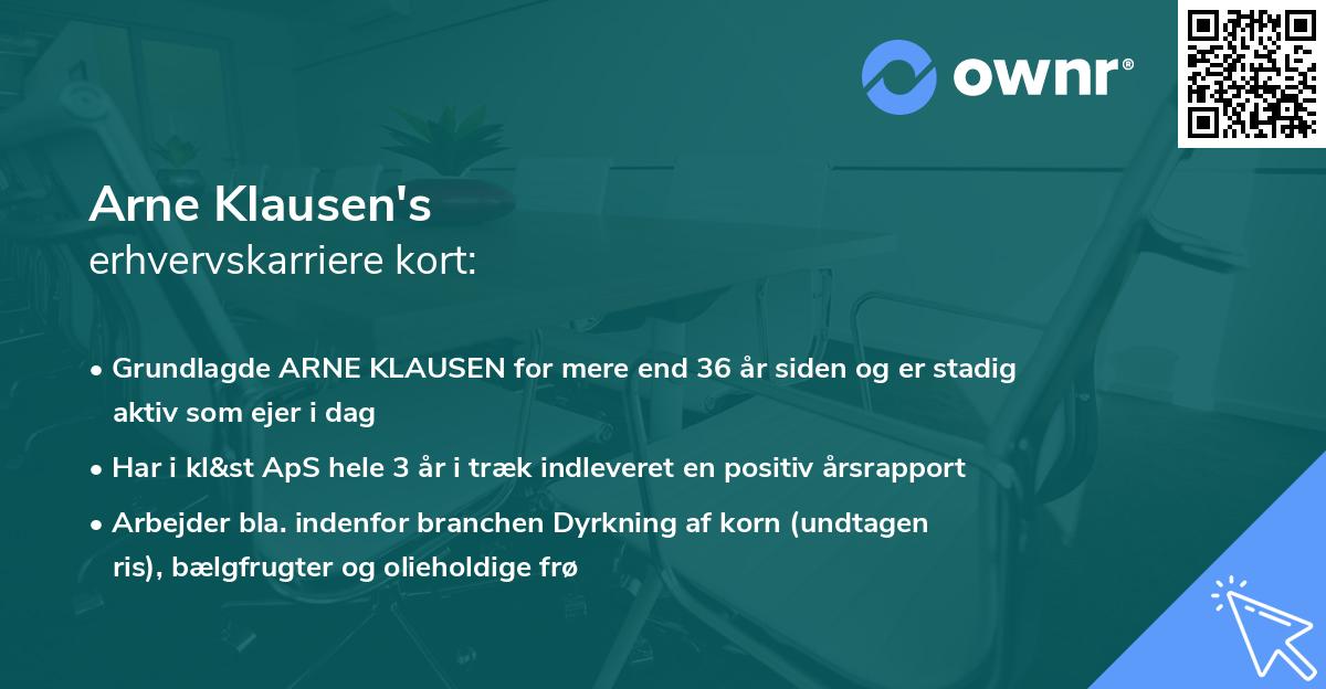 Arne Klausen's erhvervskarriere kort