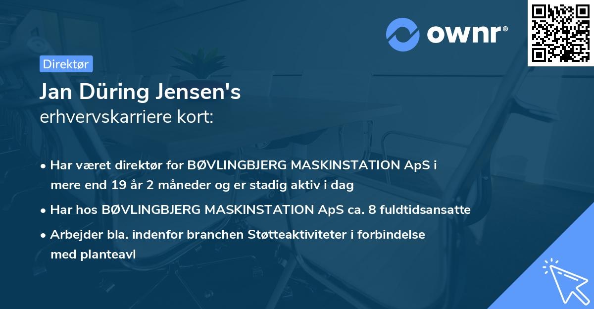Jan Düring Jensen's erhvervskarriere kort