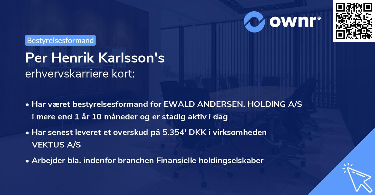 Per Henrik Karlsson's erhvervskarriere kort