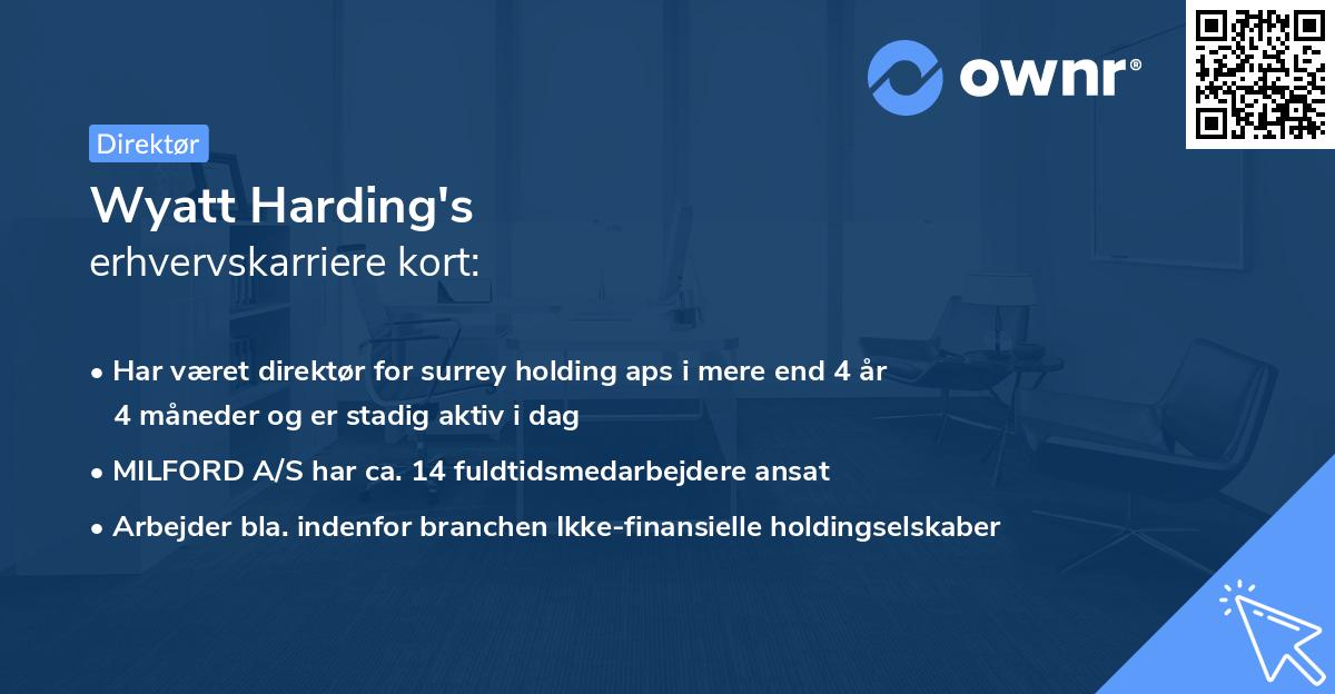 Wyatt Harding's erhvervskarriere kort