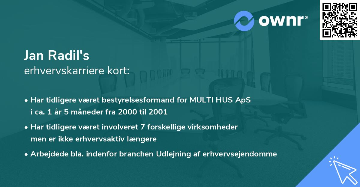 Jan Radil's erhvervskarriere kort