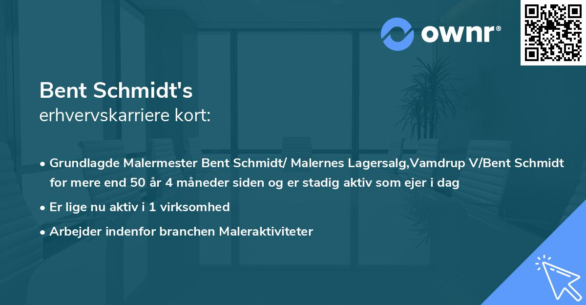 Bent Schmidt's erhvervskarriere kort
