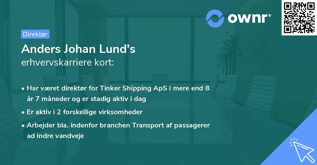 Anders Johan Lund's erhvervskarriere kort