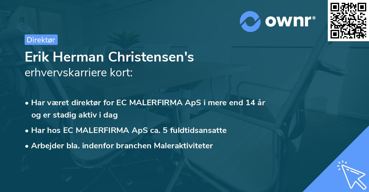 Erik Herman Christensen's erhvervskarriere kort
