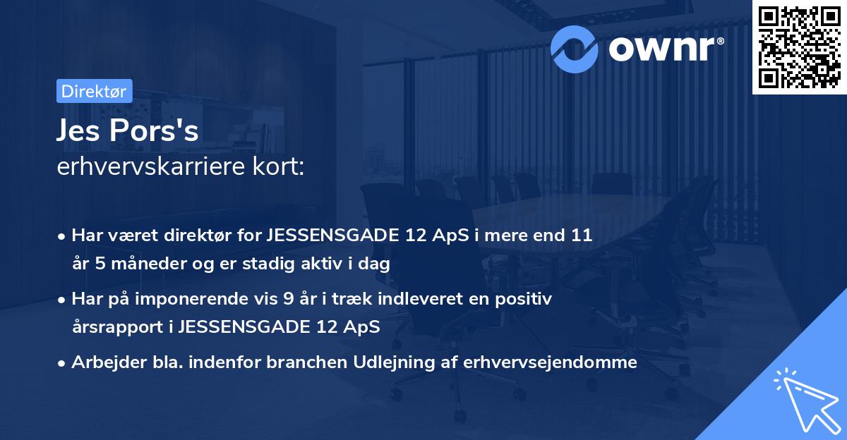 Jes Pors's erhvervskarriere kort