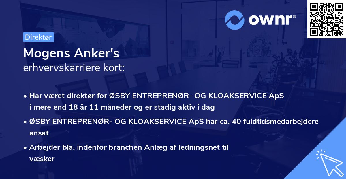 Mogens Anker's erhvervskarriere kort