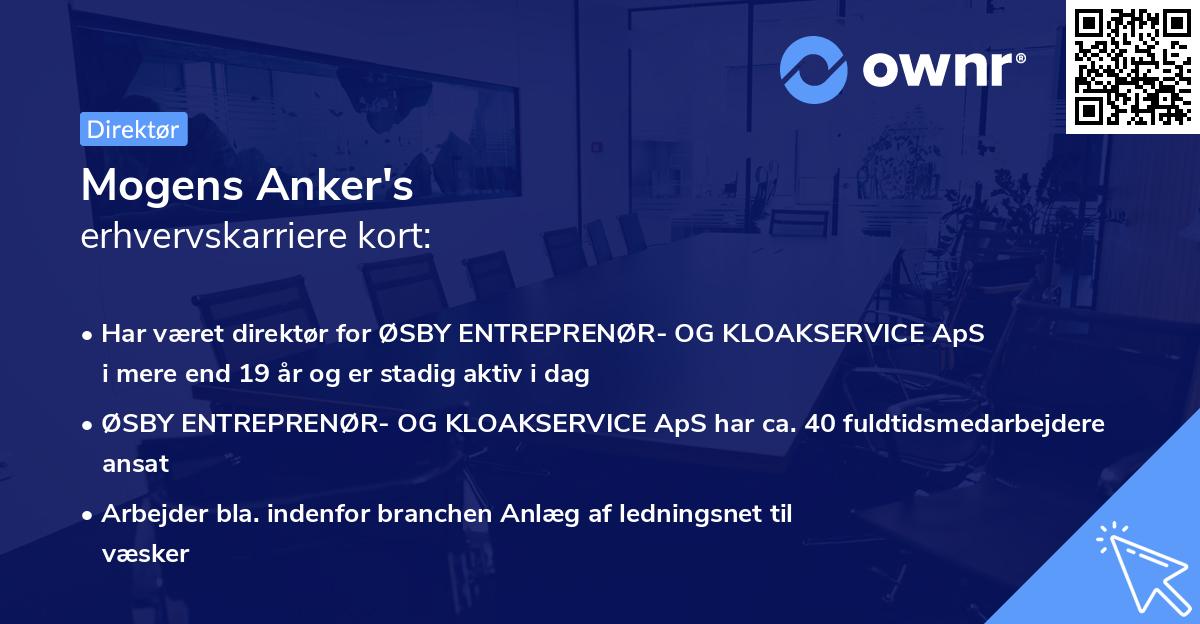 Mogens Anker's erhvervskarriere kort
