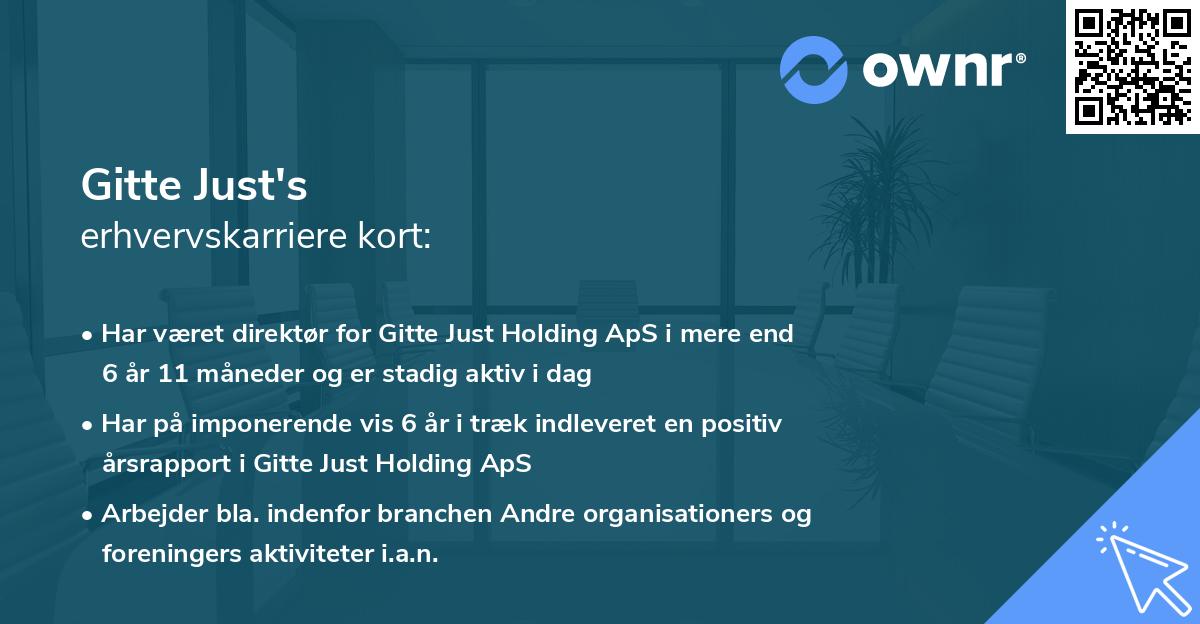 Gitte Just's erhvervskarriere kort