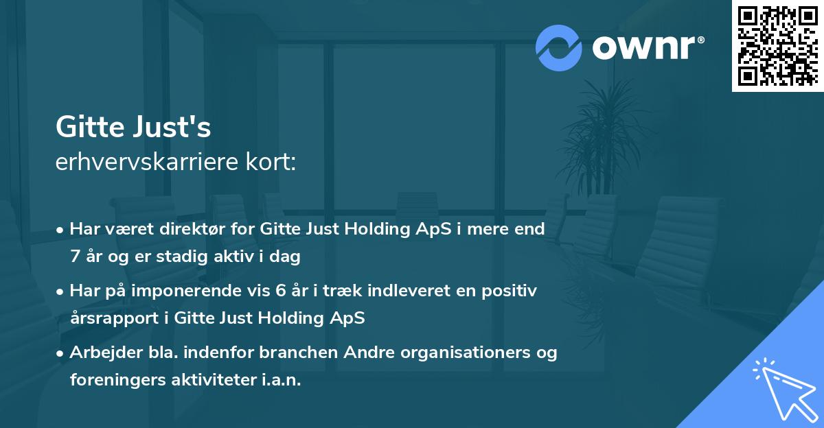 Gitte Just's erhvervskarriere kort