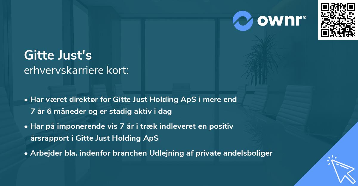 Gitte Just's erhvervskarriere kort