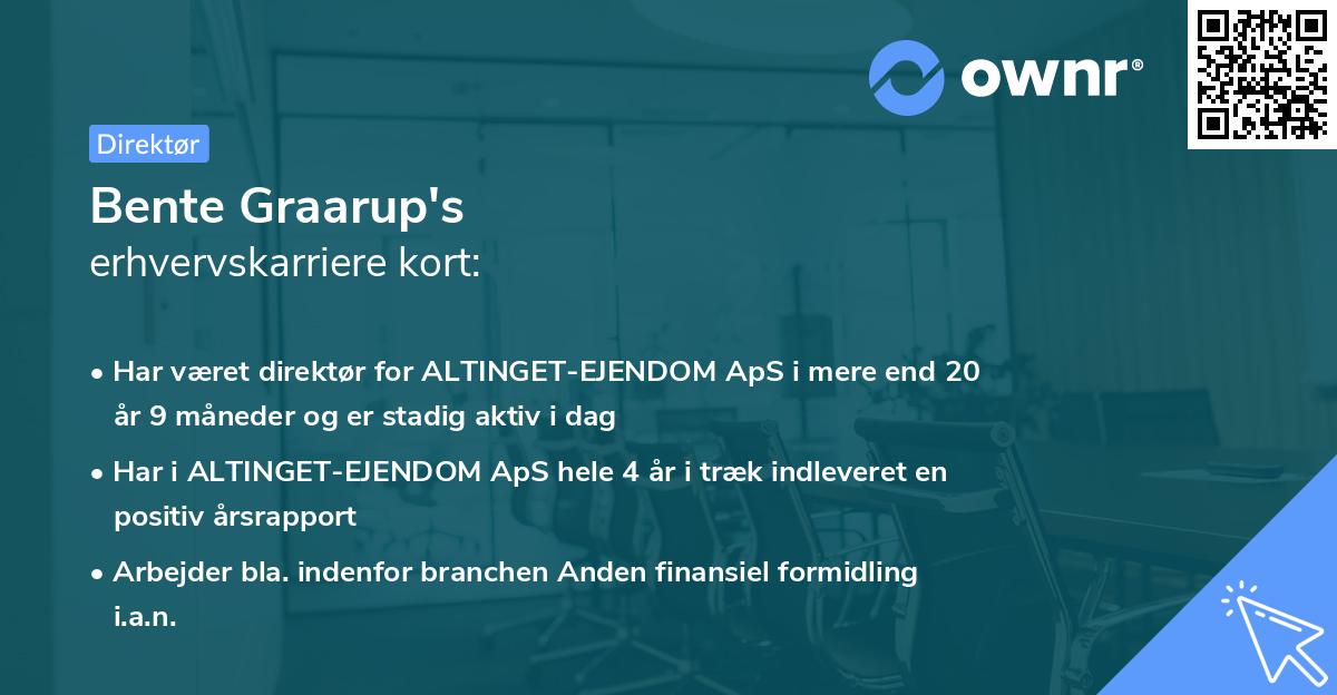 Bente Graarup's erhvervskarriere kort