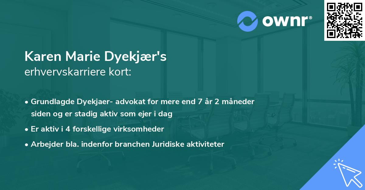 Karen Marie Dyekjær's erhvervskarriere kort