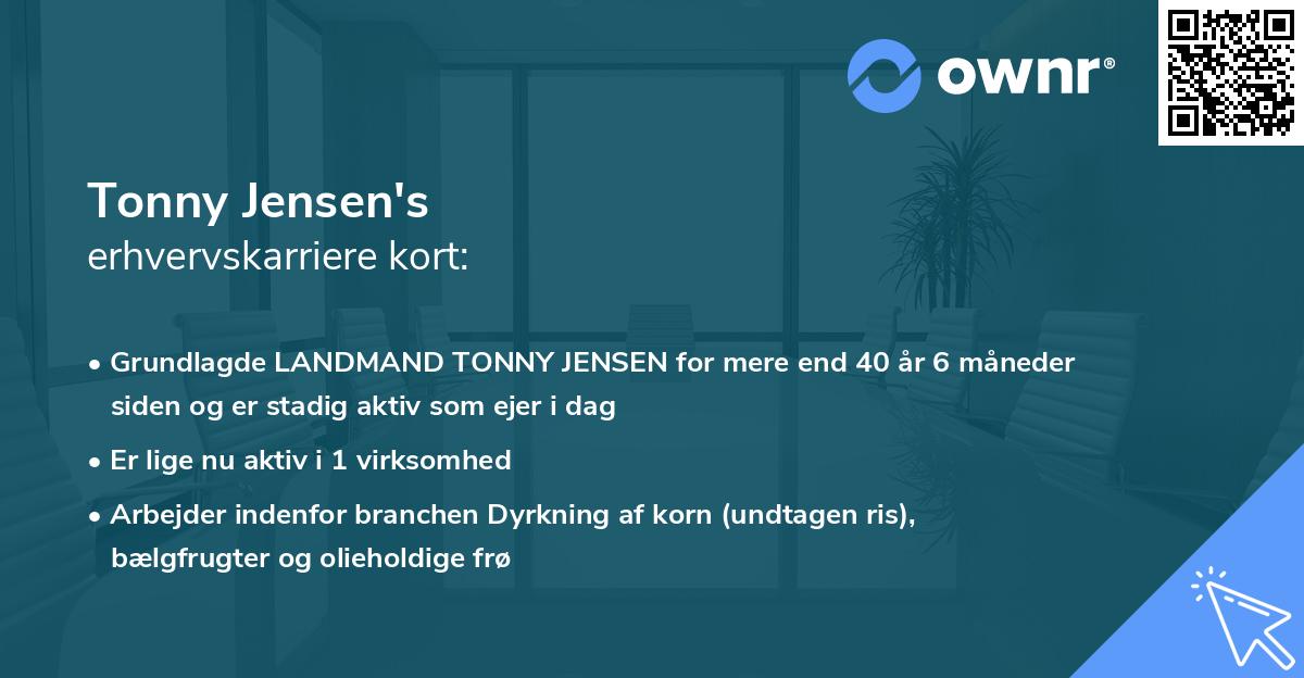 Tonny Jensen's erhvervskarriere kort