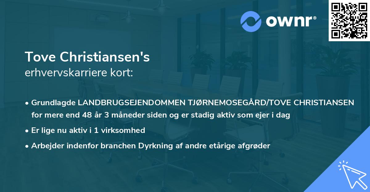 Tove Christiansen's erhvervskarriere kort