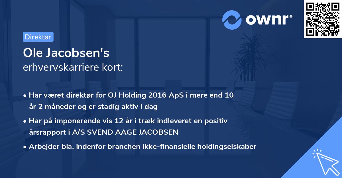 Ole Jacobsen's erhvervskarriere kort