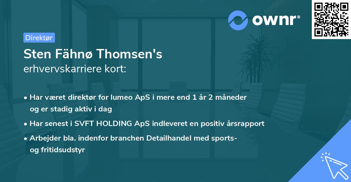 Sten Fähnø Thomsen's erhvervskarriere kort