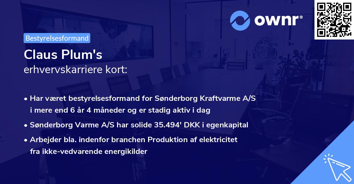 Claus Plum's erhvervskarriere kort