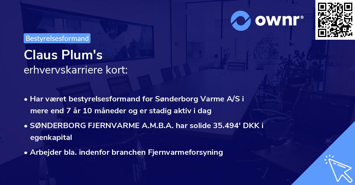 Claus Plum's erhvervskarriere kort