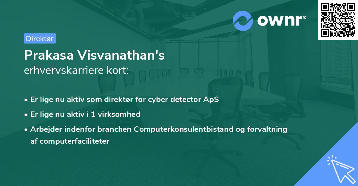 Prakasa Visvanathan's erhvervskarriere kort