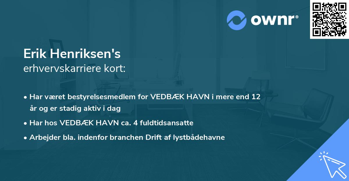 Erik Henriksen's erhvervskarriere kort