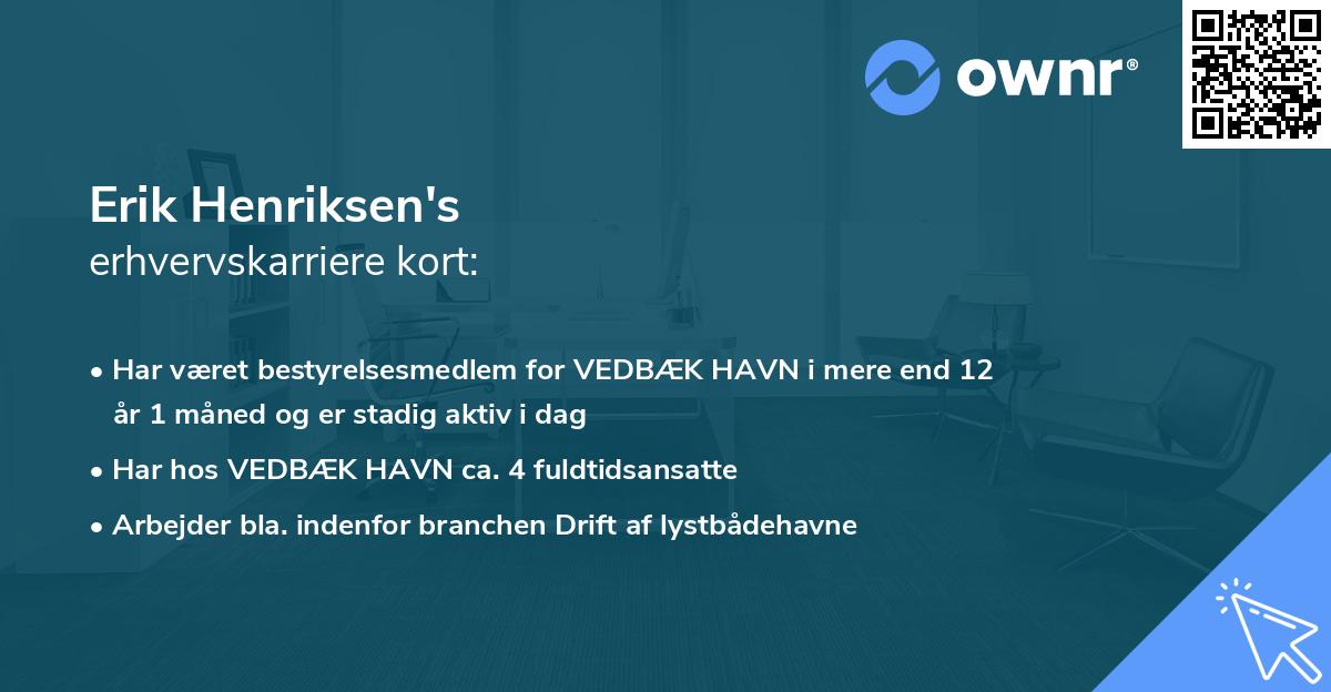 Erik Henriksen's erhvervskarriere kort
