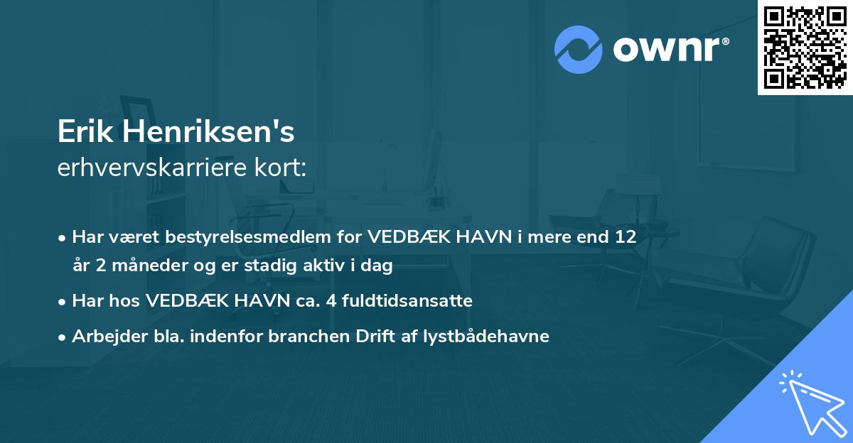 Erik Henriksen's erhvervskarriere kort