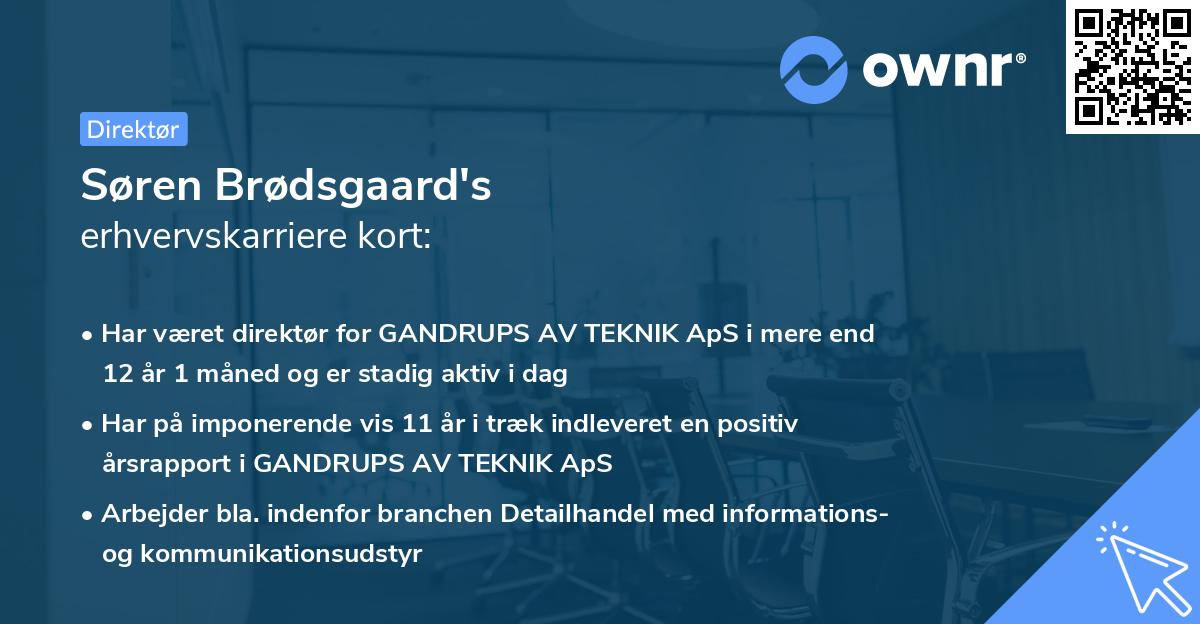 Søren Brødsgaard's erhvervskarriere kort
