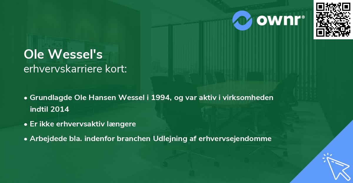 Ole Wessel's erhvervskarriere kort