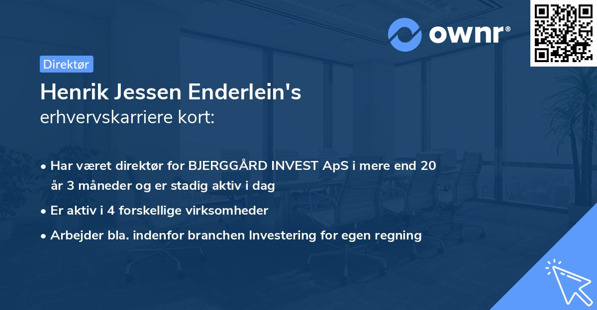 Henrik Jessen Enderlein's erhvervskarriere kort