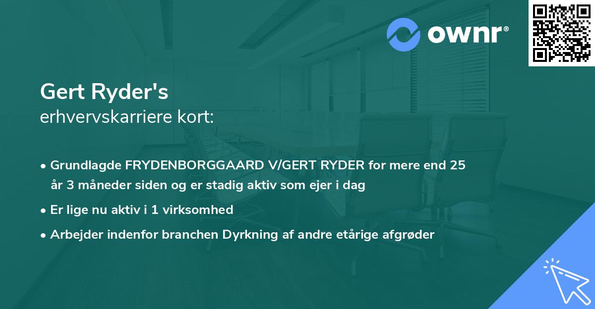 Gert Ryder's erhvervskarriere kort