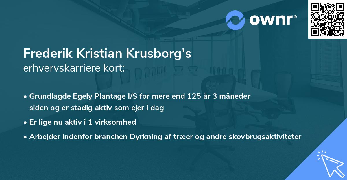 Frederik Kristian Krusborg's erhvervskarriere kort