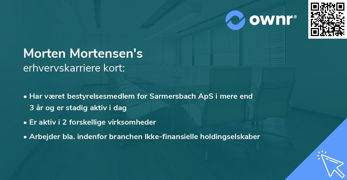 Morten Mortensen's erhvervskarriere kort