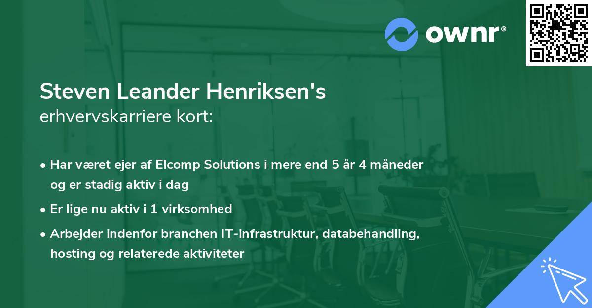 Steven Leander Henriksen's erhvervskarriere kort