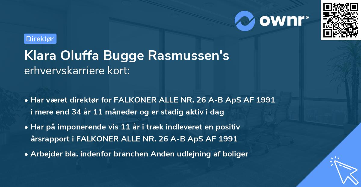 Klara Oluffa Bugge Rasmussen's erhvervskarriere kort