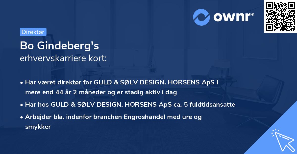 Bo Gindeberg's erhvervskarriere kort