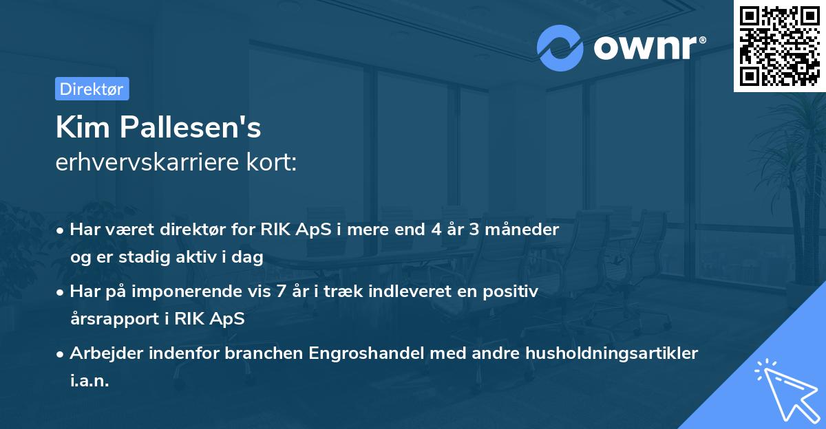 Kim Pallesen's erhvervskarriere kort