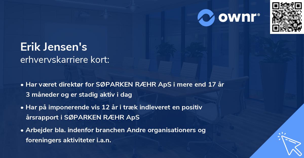 Erik Jensen's erhvervskarriere kort