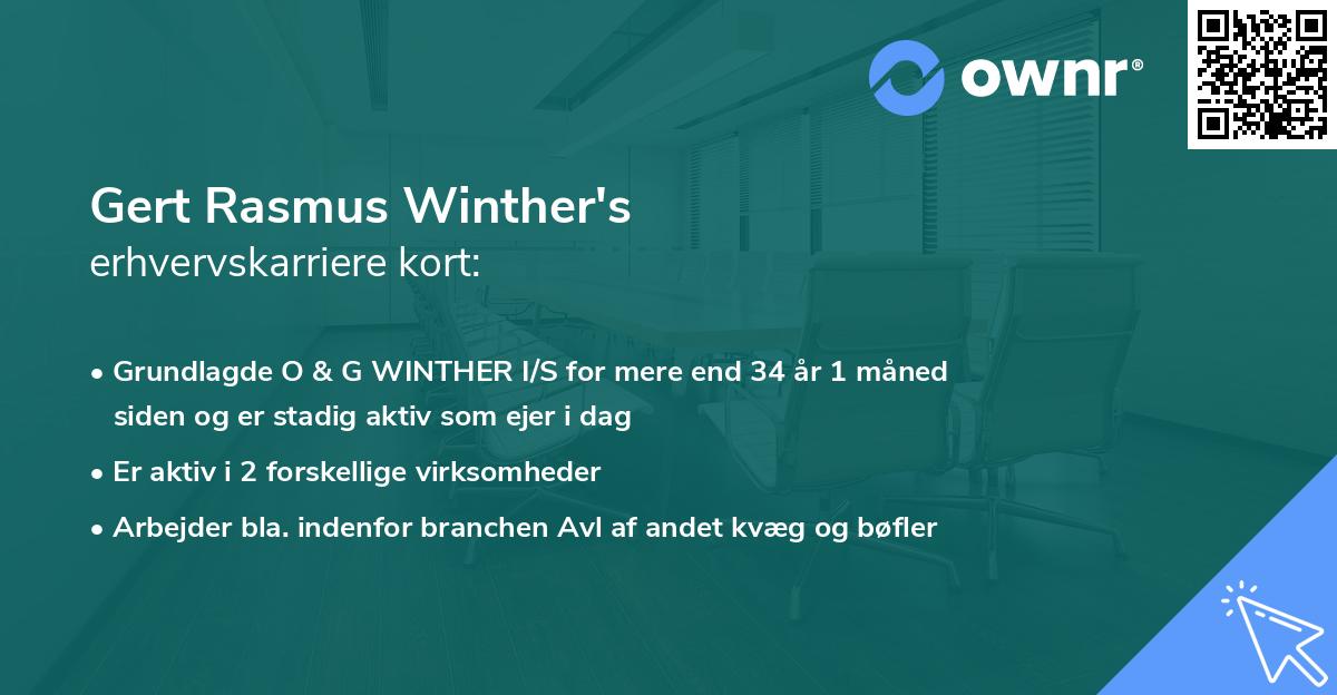 Gert Rasmus Winther's erhvervskarriere kort