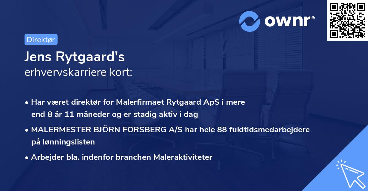 Jens Rytgaard's erhvervskarriere kort