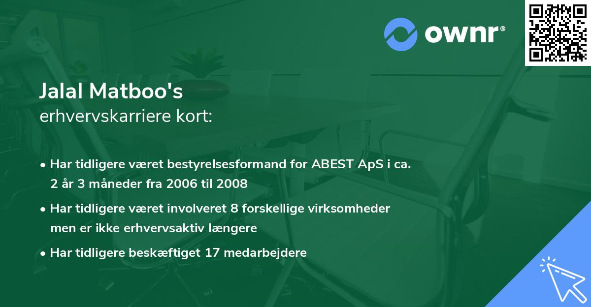 Jalal Matboo's erhvervskarriere kort