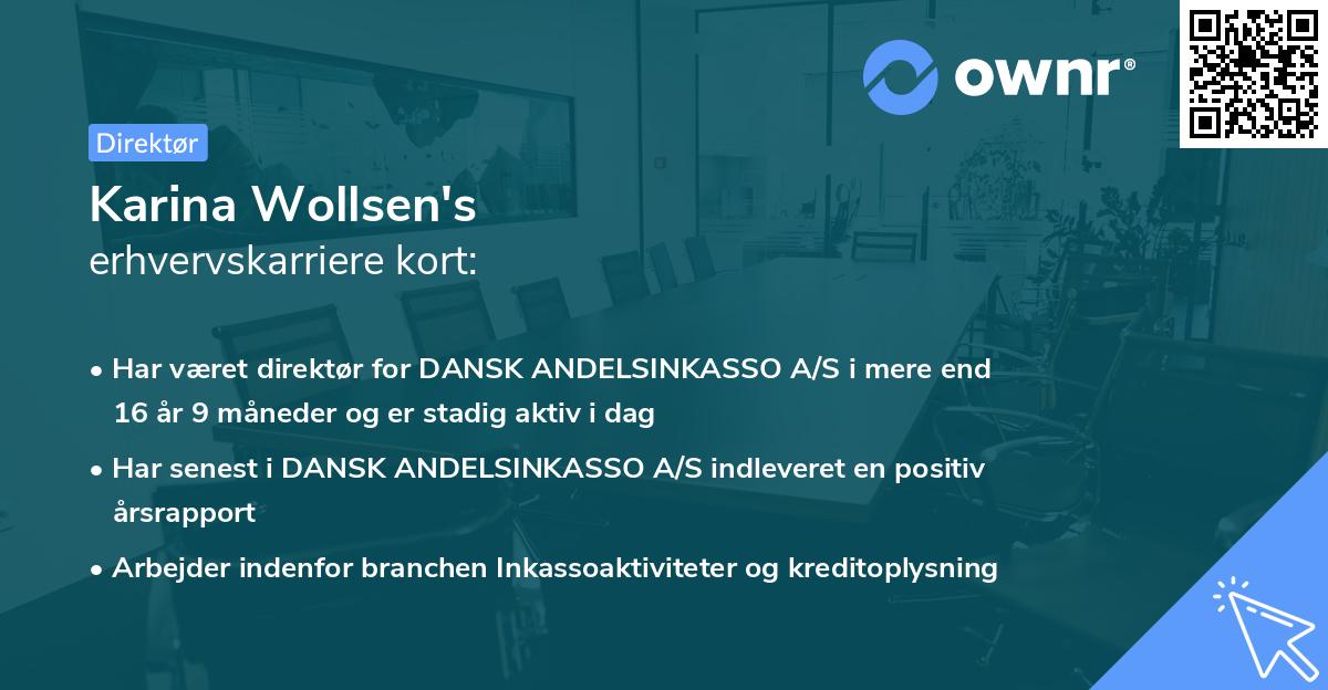 Karina Wollsen's erhvervskarriere kort
