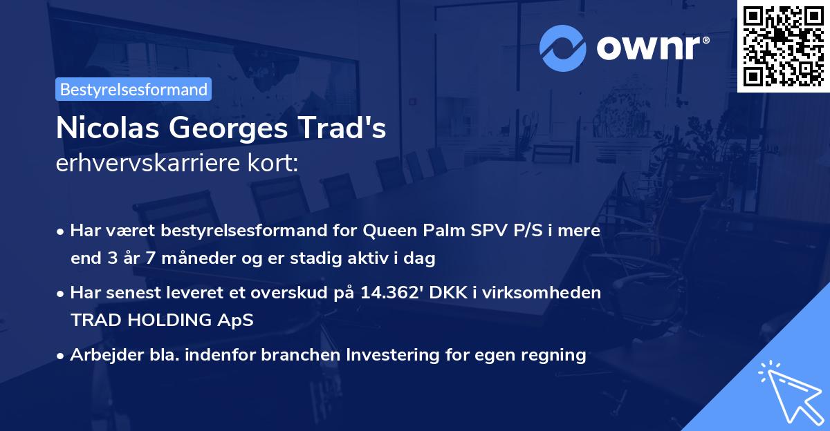 Nicolas Georges Trad's erhvervskarriere kort