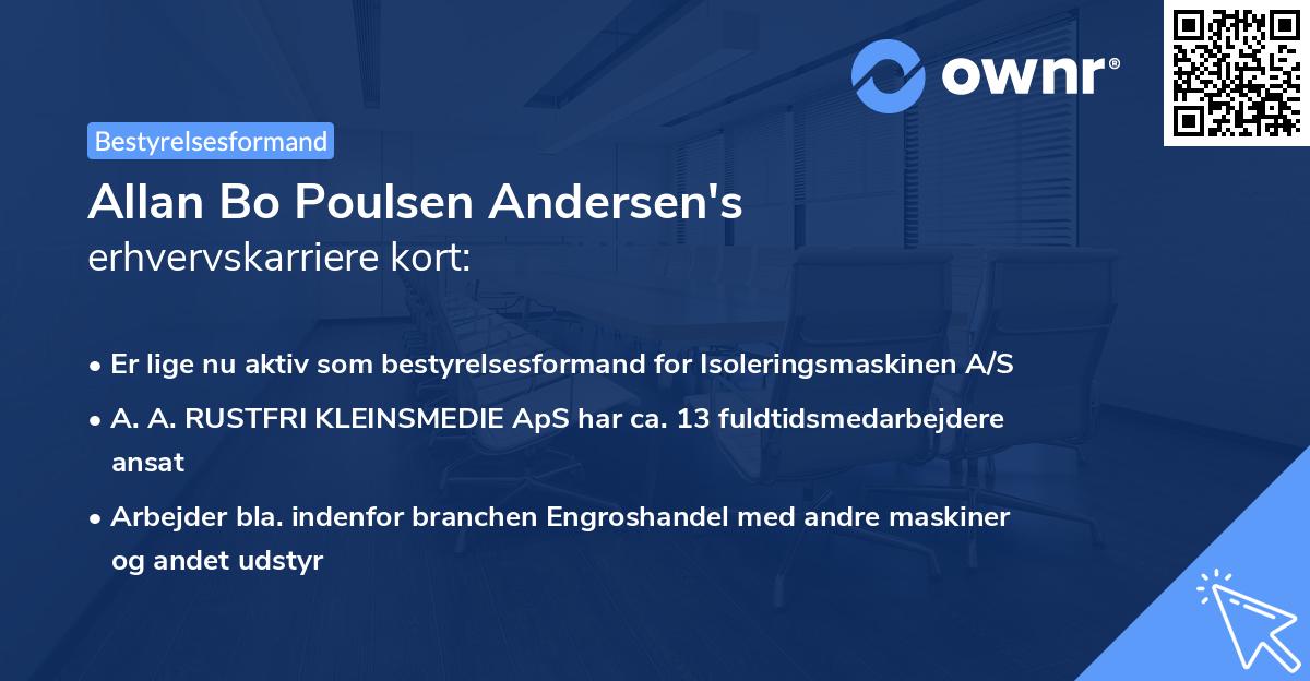 Allan Bo Poulsen Andersen's erhvervskarriere kort