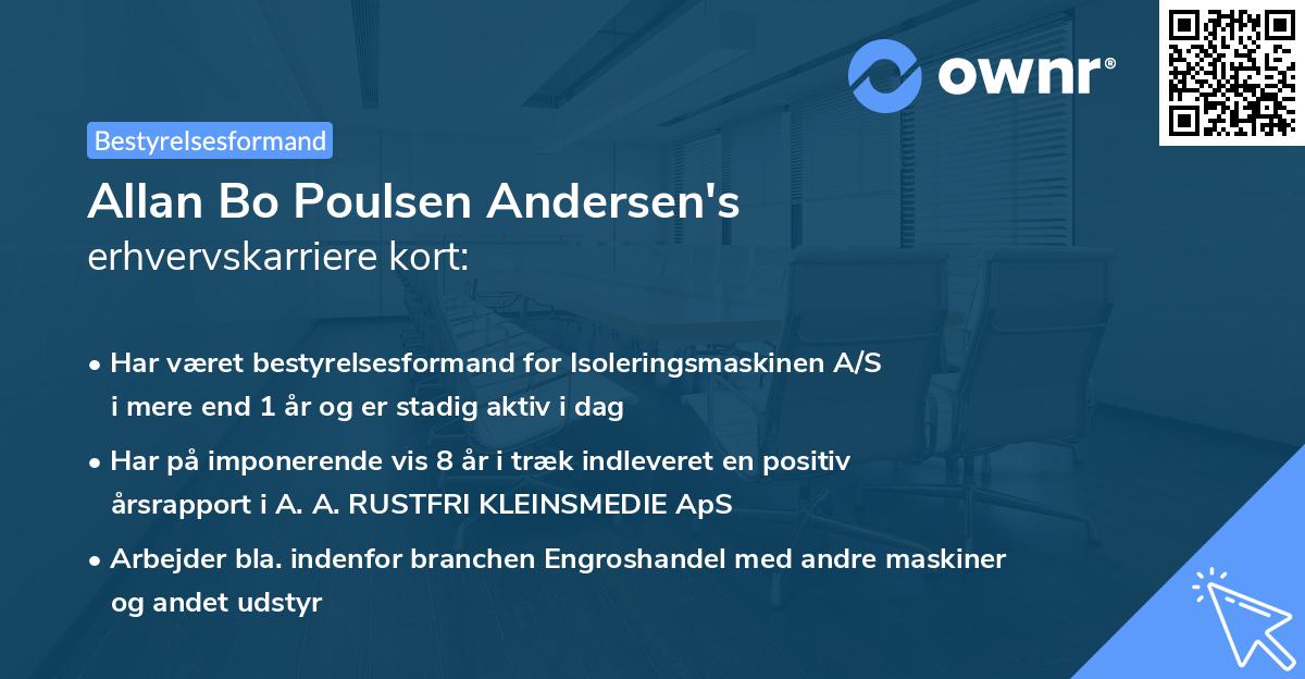 Allan Bo Poulsen Andersen's erhvervskarriere kort