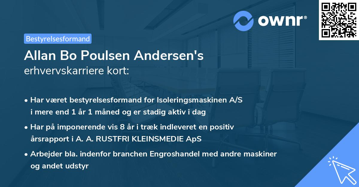 Allan Bo Poulsen Andersen's erhvervskarriere kort