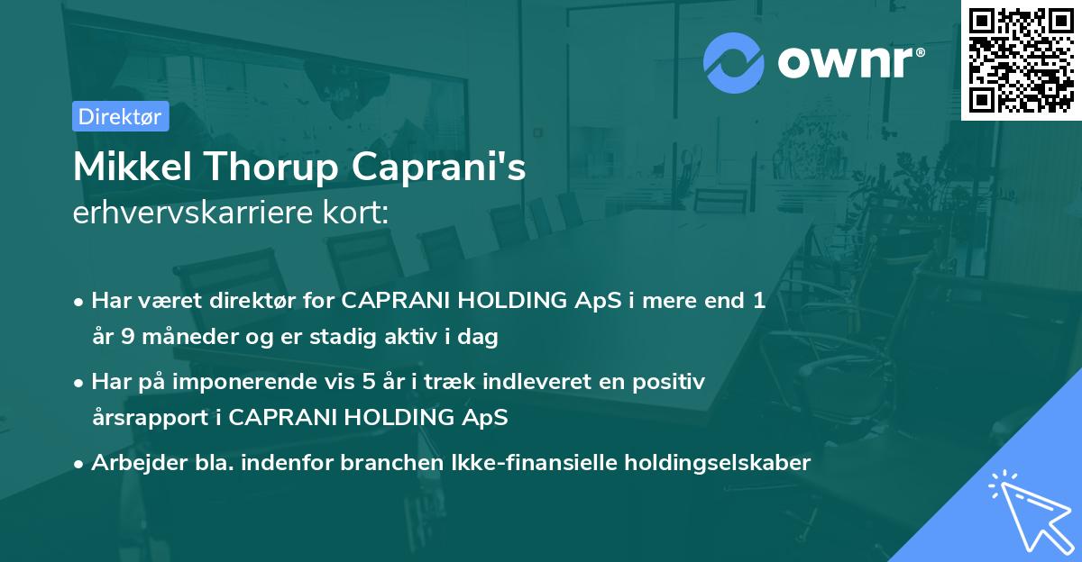 Mikkel Thorup Caprani's erhvervskarriere kort