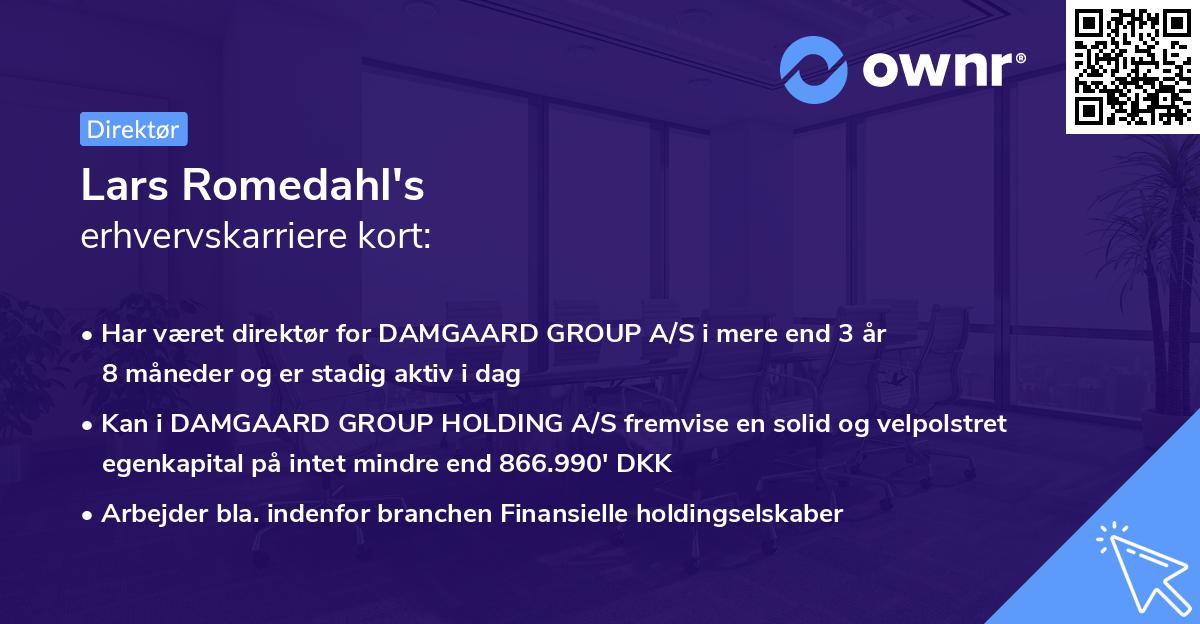 Lars Romedahl's erhvervskarriere kort